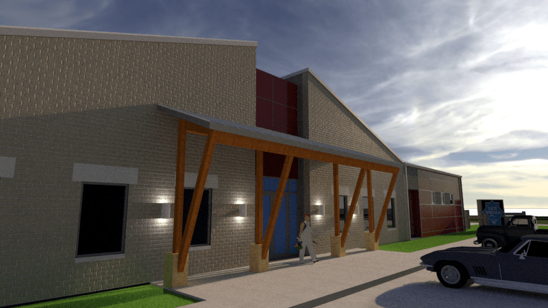 Close up view of Rendering of Ouachita water barn